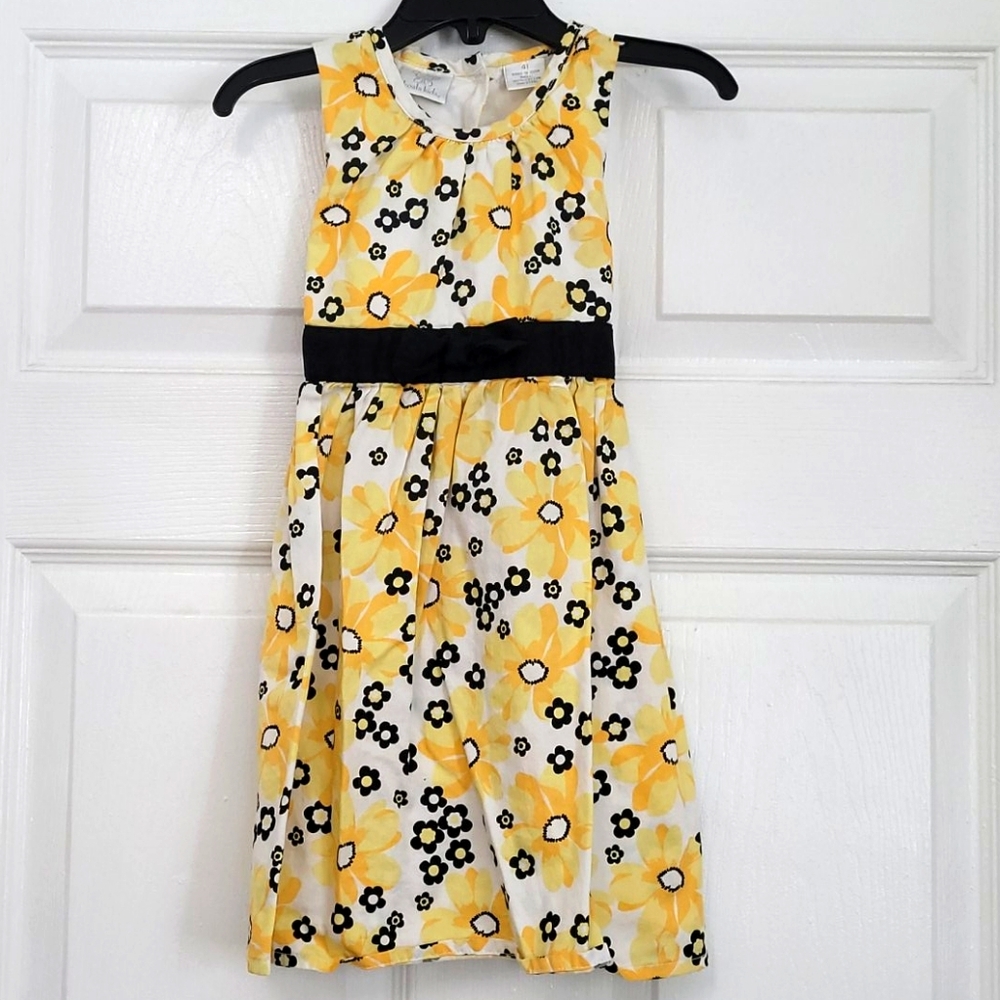 Yellow flowered sleeveless dress